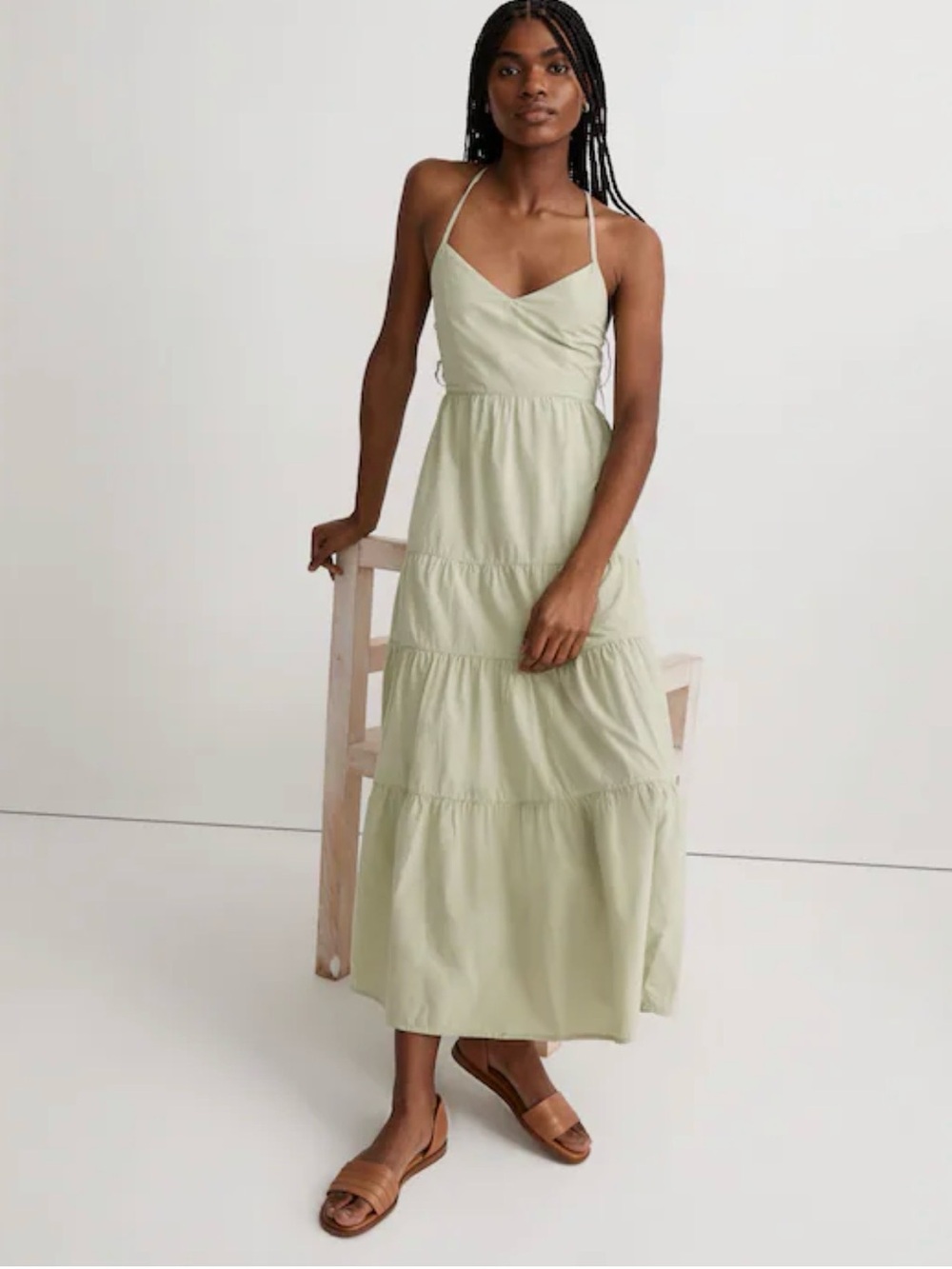 Madewell Sidonie Poplin Maxi Dress XXS Pale Jade